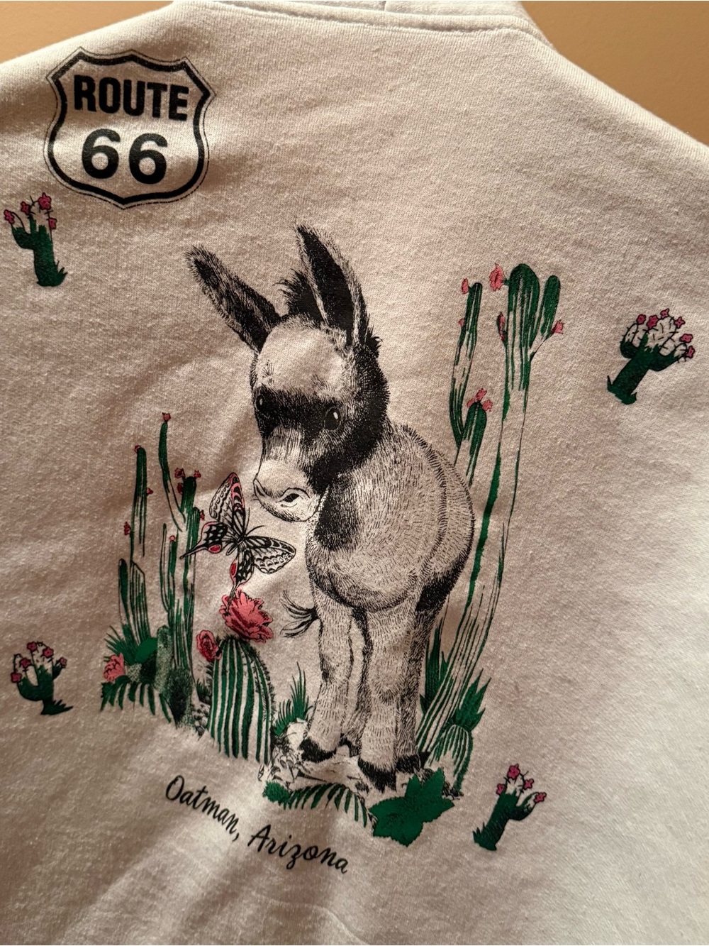 Vintage Esy women’s XXL white Cardigani Made USA cactus donkey Route 66